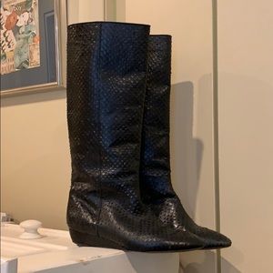 Knee high boot with mini wedge